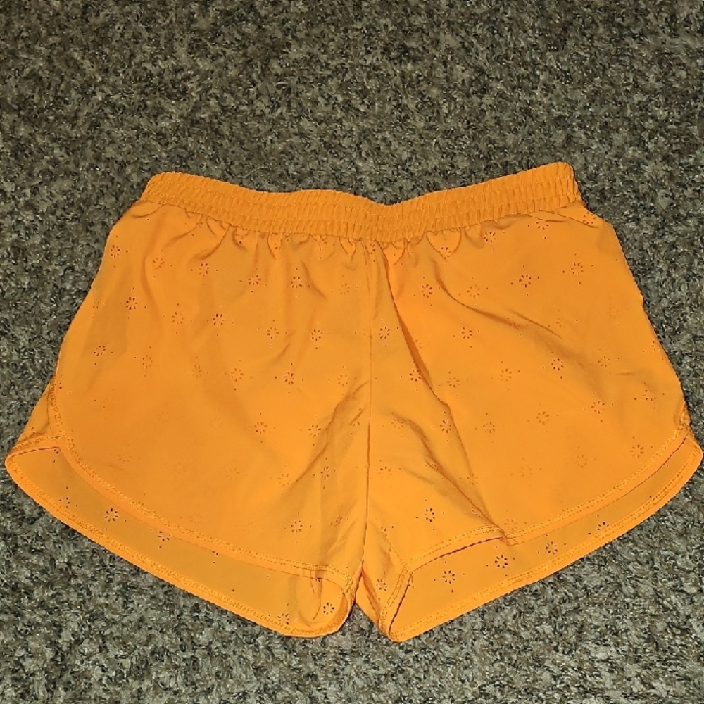 Yogalicious Nwots Girls Youth Brifht Orange Shorts With Liner. Sz Lg/12